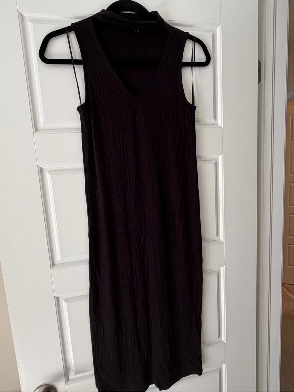 Sleeveless V-Neck Black Women’s Midi Dress